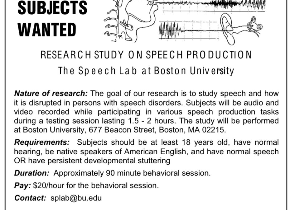 Invitation to Participate in a Study at the Speech Lab at Boston University